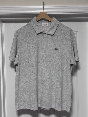 NWT Lacoste Men’s Classic Fit Terry Polo Shirt Grey XL 6